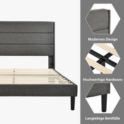 Linen Bed Frame With Slatted Frame