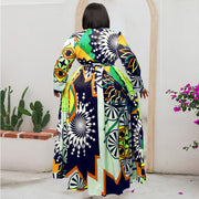 Plus Size 5XL Long Dress African Dresses For Women Robe Print Maxi Dress African Clothes Long Sleeve Big Swing Party Dress Beach