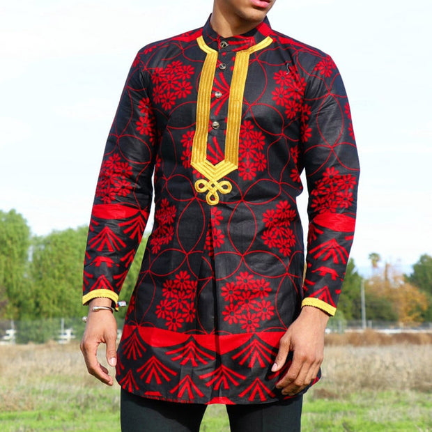 Men's Long Printed Cardigan Trendy Shirt African Ethnic Style