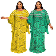 African Women's Wear Robe Loose Embroidered Lace Long Dress