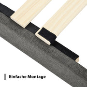Linen Bed Frame With Slatted Frame