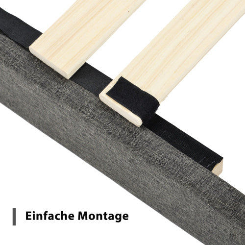 Linen Bed Frame With Slatted Frame