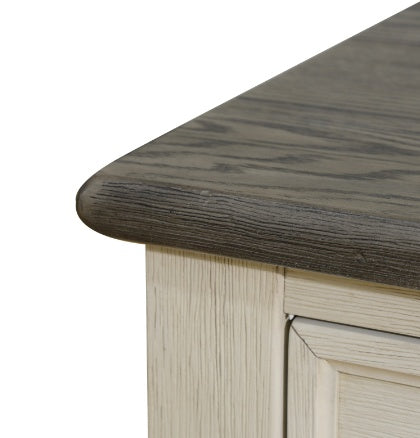 Dark Grey MDF Top And White Oak Drawer Living Room Storage Table