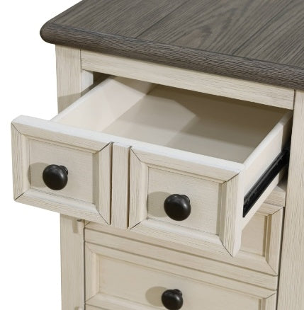Dark Grey MDF Top And White Oak Drawer Living Room Side Cabinet