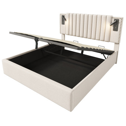 Cotton Panel Material Storage Bed Frame   160cmx200cm