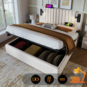 Cotton Panel Material Storage Bed Frame   160cmx200cm