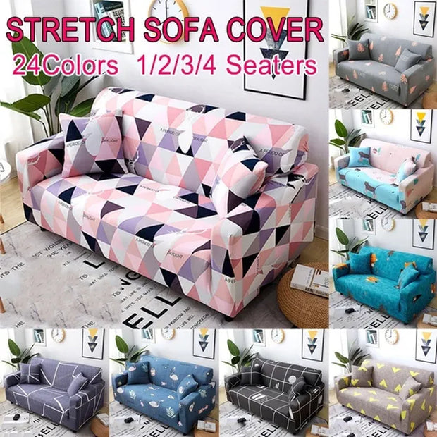 New 24 Colors 1/2/3/4 Seaters Flower Leaves Printed Slipcovers Sectional Elastic Stretch Sofa Cushion Cover for Living Room Couch Cover L Shape Armchair Sofa Protector Cover Living Room Furniture