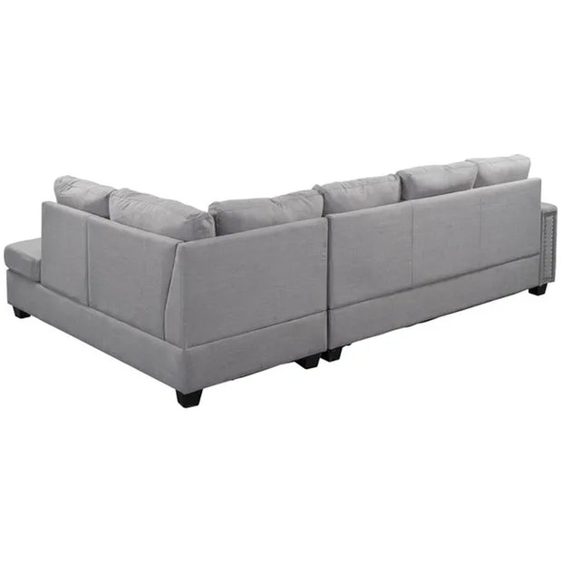 MODERNLUXE 108.10" Reversible L-Shape Sectional Sofa Couch, Space Saving Sofa with Storage Ottoman, Rivet Ornament, Left Corner Seat, Right Facing Corner Seat and 2 Cup Holder for Large Space Dorm Apartment, Light Gray