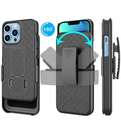 for Iphone 13 13 Mini 13 Pro 13 Pro Max Case, [Heavy Duty] Armor Shockproof [Swivel Belt Clip] Holster [Kickstand] Combo Rugged Cover Case -Black