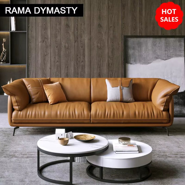Modern Minimalist Living Room Leather Sofa Apartment Furniture Set Combination Wtih Customzied Color