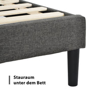 Linen Bed Frame With Slatted Frame