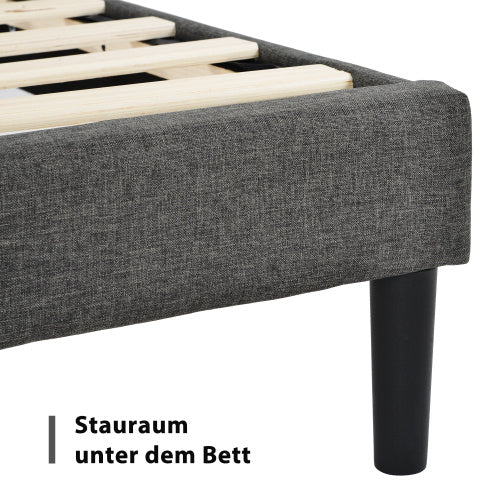 Linen Bed Frame With Slatted Frame