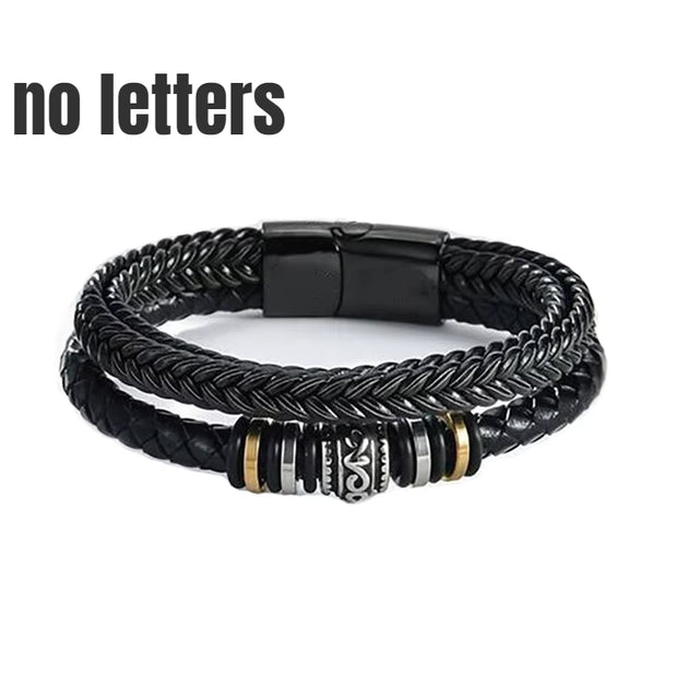 Braided Leather Bracelet to My Son 'Never Forget How Much I Love You' Braided Bracelets for Men Double Row Magnetic Closure