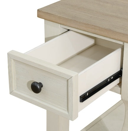 Light Brown MDF Top And White Oak Drawer Living Room Side Table