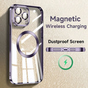 For Magsafe Magnetic Wireless Charging Case for Iphone 14 plus 13 12 11 Pro Max Luxury Transparent Silicone Lens Protector Cover