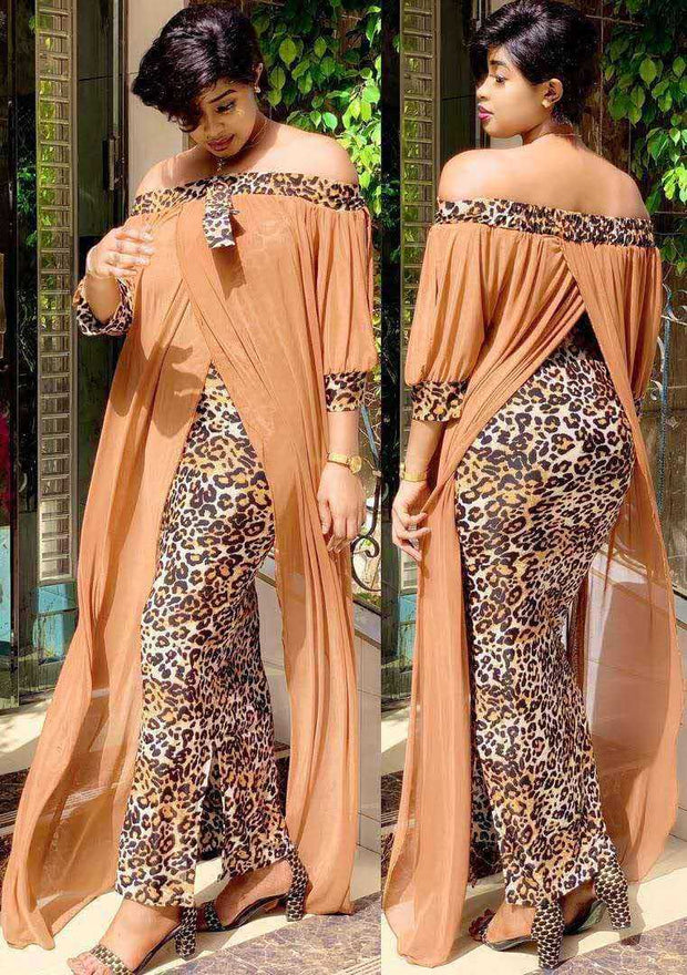 African loose robe large size chiffon stitching fake two-piece suit