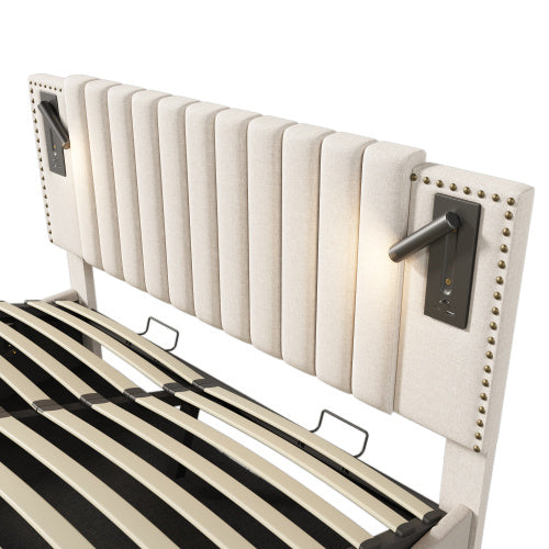 Cotton Panel Material Storage Bed Frame   160cmx200cm