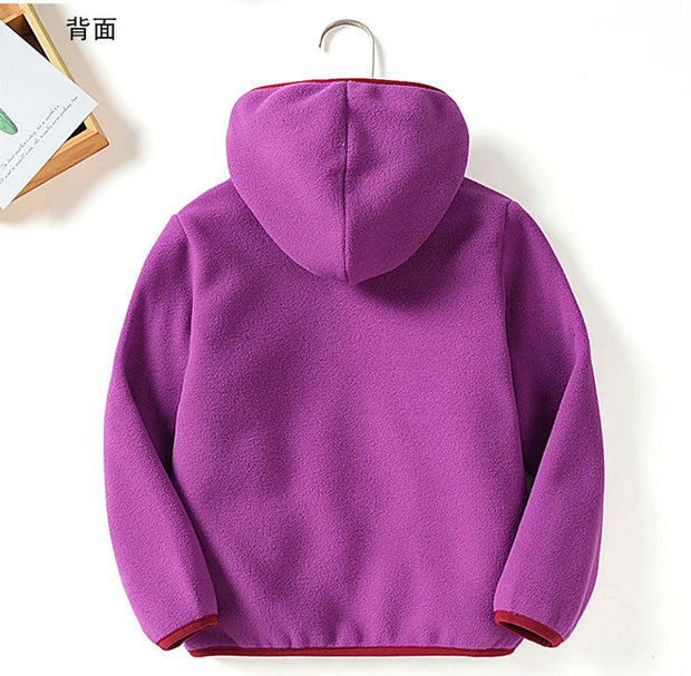 80-140cm Childrens Fleece Jacket Boys Girls Autumn Winter Plus Velvet Warm Cardigan Fleece Coat Kid Outdoor Sport Thermal Jacket