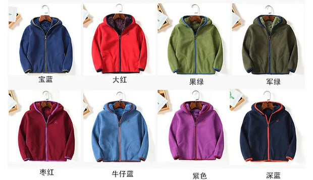 80-140cm Childrens Fleece Jacket Boys Girls Autumn Winter Plus Velvet Warm Cardigan Fleece Coat Kid Outdoor Sport Thermal Jacket