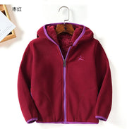 80-140cm Childrens Fleece Jacket Boys Girls Autumn Winter Plus Velvet Warm Cardigan Fleece Coat Kid Outdoor Sport Thermal Jacket