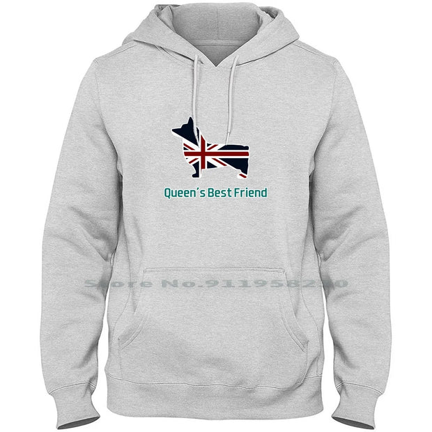 Queen S Best Friend Queen Corgi Men Women Hoodie Pullover Sweater 6XL Big Size Cotton Queen Best End St