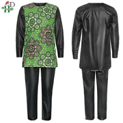 H&D 2022 New African Clothes For Men Dashiki Print Wax 2 Piece Set Outfit Shirt Pants Suit Long Sleeve Tops Wedding Party Attire