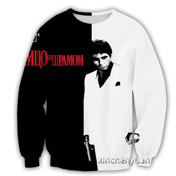 New Scarface Art 3D Print Causal Clothing Fashion Men Women Tracksuits Crewneck Hip Hop sweater Plus Size S-7XL harajuku