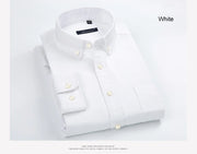 Cotton Oxford Men's Dress Shirt Long Sleeve Slim Fit Button Down Male Business Formal Shirts with Chest Pocket Casual Clothing