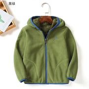 80-140cm Childrens Fleece Jacket Boys Girls Autumn Winter Plus Velvet Warm Cardigan Fleece Coat Kid Outdoor Sport Thermal Jacket