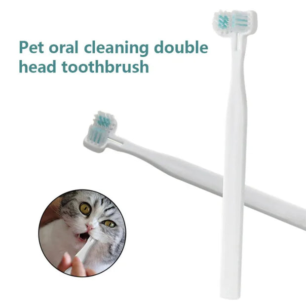 Dog Toothbrush Double Heads Teeth Brushing Cleaner Pet Breath Freshener Oral Care for Dog Cats  SNO88