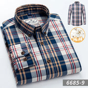 2023 New Men's Fashion Plaid 100% Cotton Spring Autumn Pocket Long Sleeve Slim-fit Button-down Male Shirt