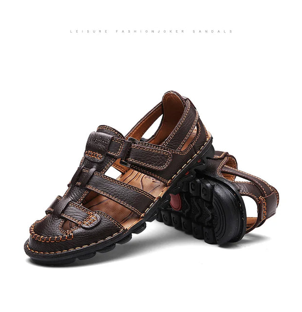 Classic High Quality Cow Leather Sandals Summer Outdoor Handmade Men Sandals Fashion Comfortable Men Beach Leather Shoes Size48