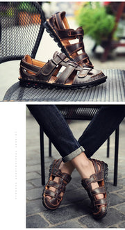 Classic High Quality Cow Leather Sandals Summer Outdoor Handmade Men Sandals Fashion Comfortable Men Beach Leather Shoes Size48