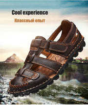 Classic High Quality Cow Leather Sandals Summer Outdoor Handmade Men Sandals Fashion Comfortable Men Beach Leather Shoes Size48