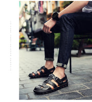 Classic High Quality Cow Leather Sandals Summer Outdoor Handmade Men Sandals Fashion Comfortable Men Beach Leather Shoes Size48