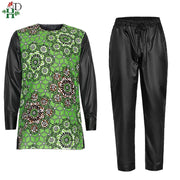 H&D 2022 New African Clothes For Men Dashiki Print Wax 2 Piece Set Outfit Shirt Pants Suit Long Sleeve Tops Wedding Party Attire