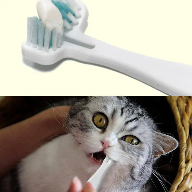 Dog Toothbrush Double Heads Teeth Brushing Cleaner Pet Breath Freshener Oral Care for Dog Cats  SNO88