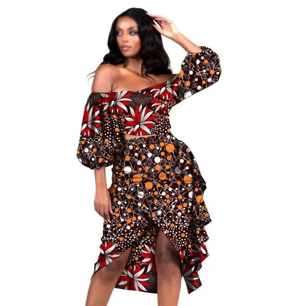 African Clothing for Women Dashiki Tops and Print Skrits 2 Piece Set Party Outfits Ankara Attire Sexy Wear AFRIPRIDE S1926034