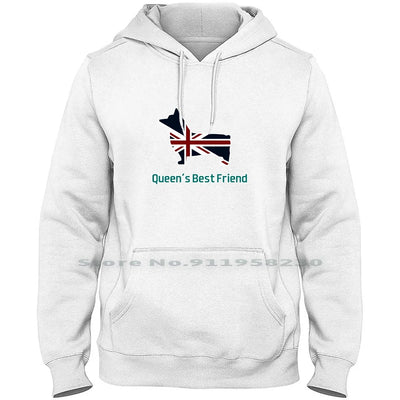 Queen S Best Friend Queen Corgi Men Women Hoodie Pullover Sweater 6XL Big Size Cotton Queen Best End St