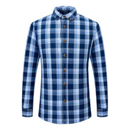 2023 New Men's Fashion Plaid 100% Cotton Spring Autumn Pocket Long Sleeve Slim-fit Button-down Male Shirt