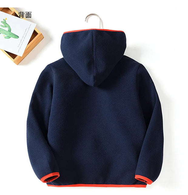 80-140cm Childrens Fleece Jacket Boys Girls Autumn Winter Plus Velvet Warm Cardigan Fleece Coat Kid Outdoor Sport Thermal Jacket