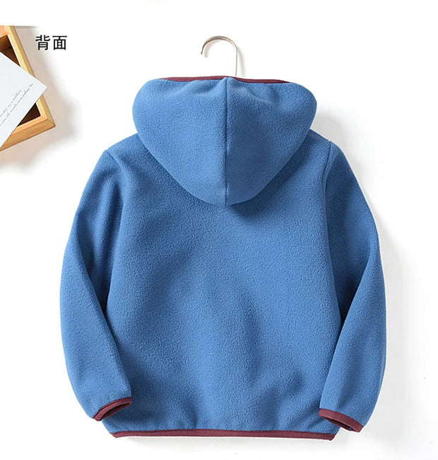 80-140cm Childrens Fleece Jacket Boys Girls Autumn Winter Plus Velvet Warm Cardigan Fleece Coat Kid Outdoor Sport Thermal Jacket