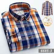 2023 New Men's Fashion Plaid 100% Cotton Spring Autumn Pocket Long Sleeve Slim-fit Button-down Male Shirt