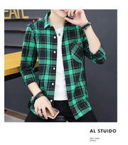 Long sleeve Shirts Men's Plaid Trendy Brand New Autumn and Winter Fleece-lined Korean Style Loose Casual Shirt Hong Kong Style Clothes