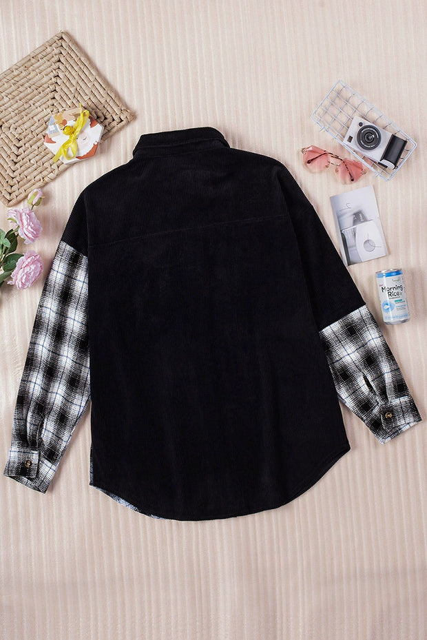 Women's Long Long Sleeve Loose Pocket Lapel Shirt Ins Plaid