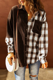 Women's Long Long Sleeve Loose Pocket Lapel Shirt Ins Plaid