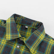 Baggy Plaid Long-Sleeve Shirt Retro Style All-Matching Lapel Loose Plaid Long Sleeve Shirt