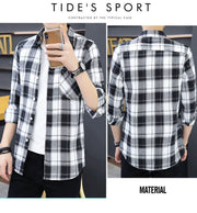 Long sleeve Shirts Men's Plaid Trendy Brand New Autumn and Winter Fleece-lined Korean Style Loose Casual Shirt Hong Kong Style Clothes