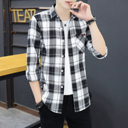 Long sleeve Shirts Men's Plaid Trendy Brand New Autumn and Winter Fleece-lined Korean Style Loose Casual Shirt Hong Kong Style Clothes