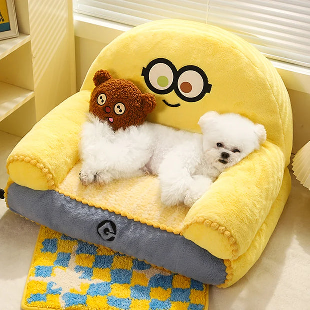 Despicable Me Minions Animation Peripheral Cartoon Cute Removable Sofa Nest Small Pet Mat Dog House Winter Warm Pet Supplies